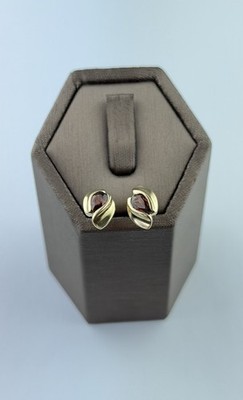 Granat 9 kt Gold Ohrringe Ohrstecker, Vintage und gepunzt, natürliche Granate