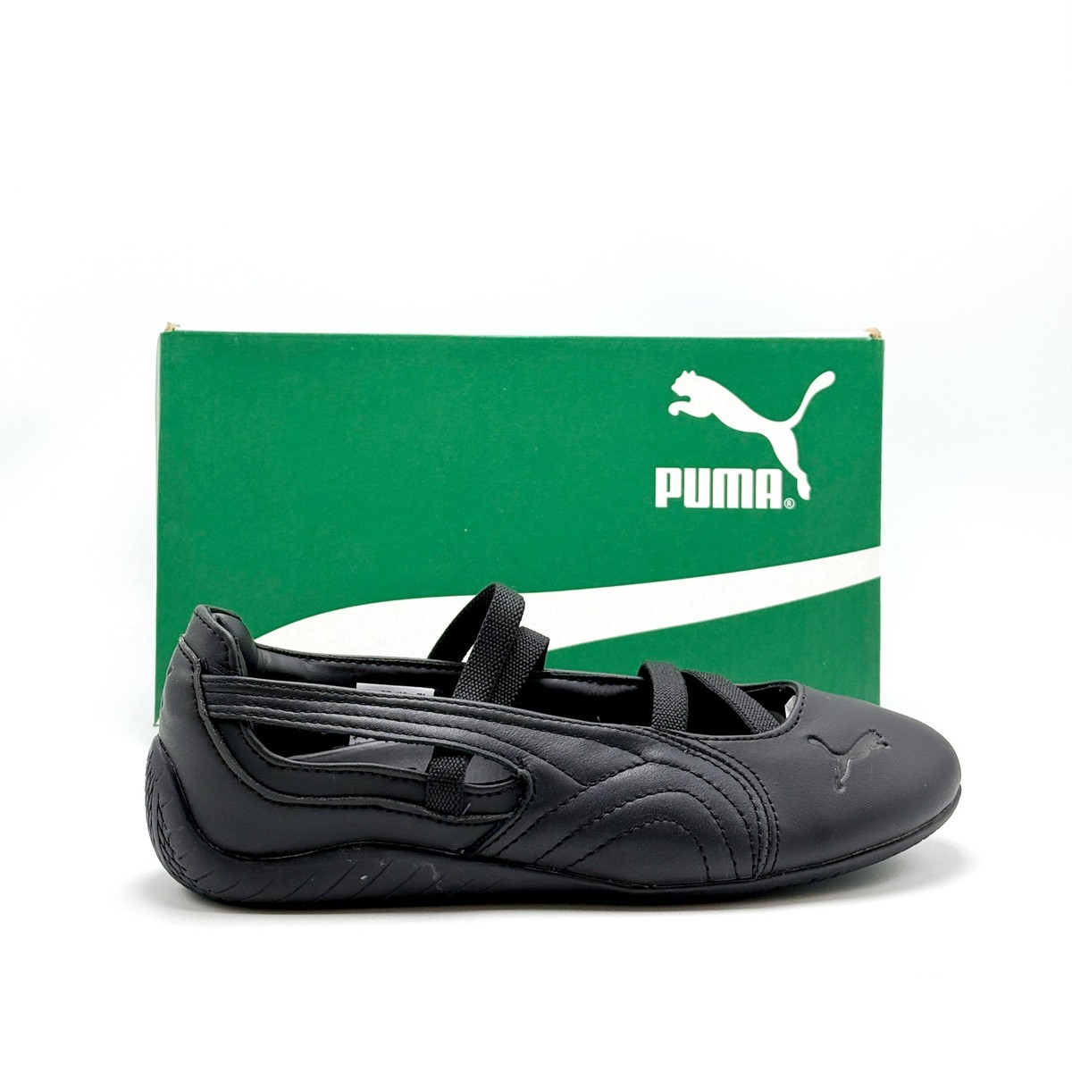 NEW* Women Puma Zapato Speedcat Ballet Leather Shoes BLACK (406144
