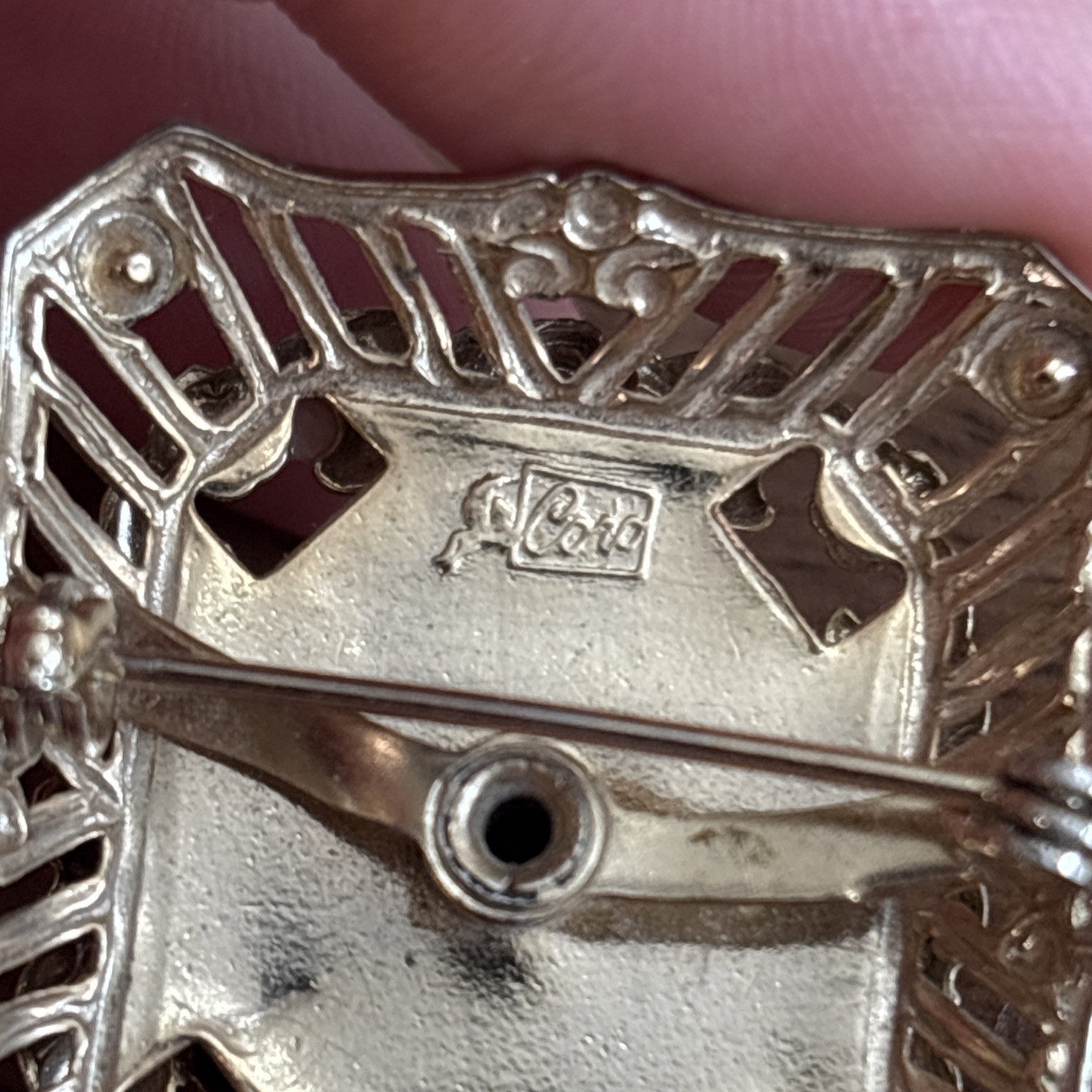 Vintage Signed Coro Rectangular & Round Green Rhi… - image 7