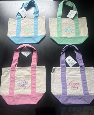 LIMITED EDITION Trader Joe s Spring Pastel Mini Tote Bags 2025 NWT set Of 4