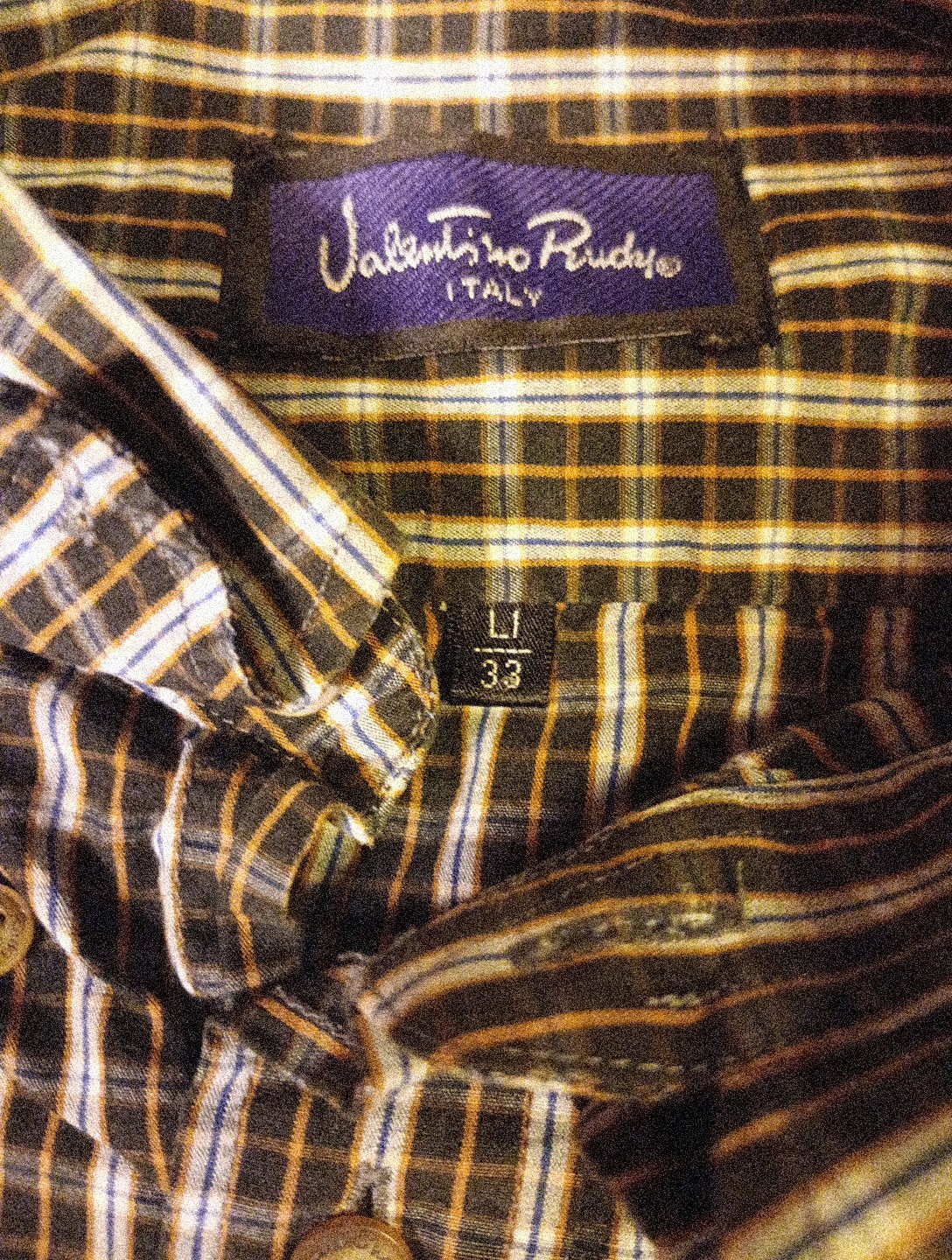 Valentino Rudy Italy Men L Long-sleeved Button Down Shirt Black Brown Striped  thumbnail 4