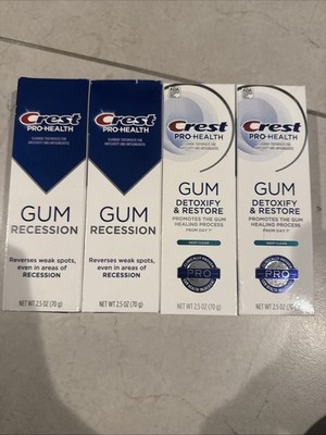 Log Of 4 Crest Pro Health Gum Detoxify/ Recession Toothpaste 2.6 Oz