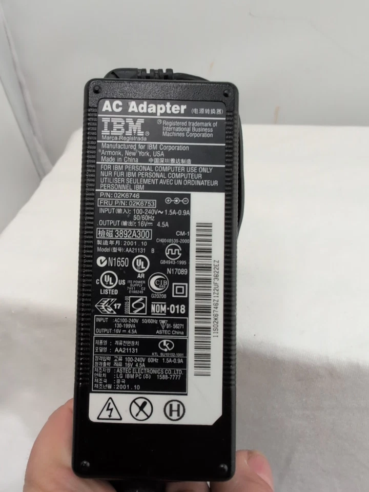 Адаптер переменного тока IBM 16 В 4,5 А P/N:02K6753 - Изображение 2 из 2