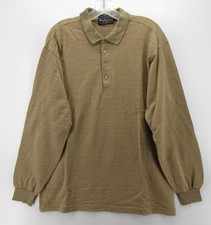 VINTAGE Burberry London Polo Shirt Men Large Brown 90s USA Made Micro Check