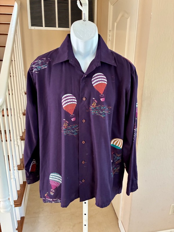 Vintage Coast to Coast National L/S Shirt Purple Hot Air Balloons Colorful USA L