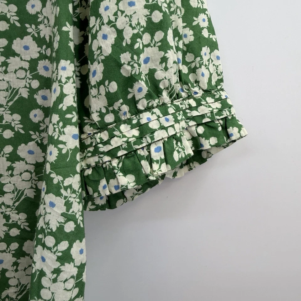 Trovata Pájaros del Paraíso Verde Floral Top Talla M Mediano Algodón Abotonado Foto 3 de 4