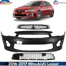 Front Bumper Cover Fascia & Grille Assembly Kit For 2016-2017 Mitsubishi Lancer