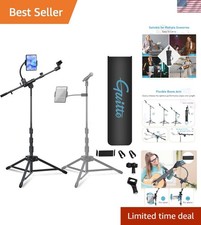 Adjustable Microphone Floor Stand with Tablet Holder - Perfect for Podcasting