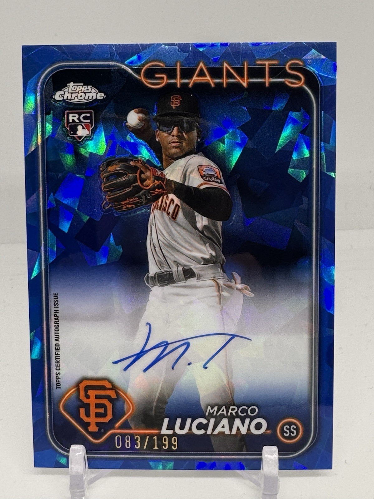 Marco Luciano 2024 Topps Chrome Update Sapphire Rookie Auto /199 Giants RC