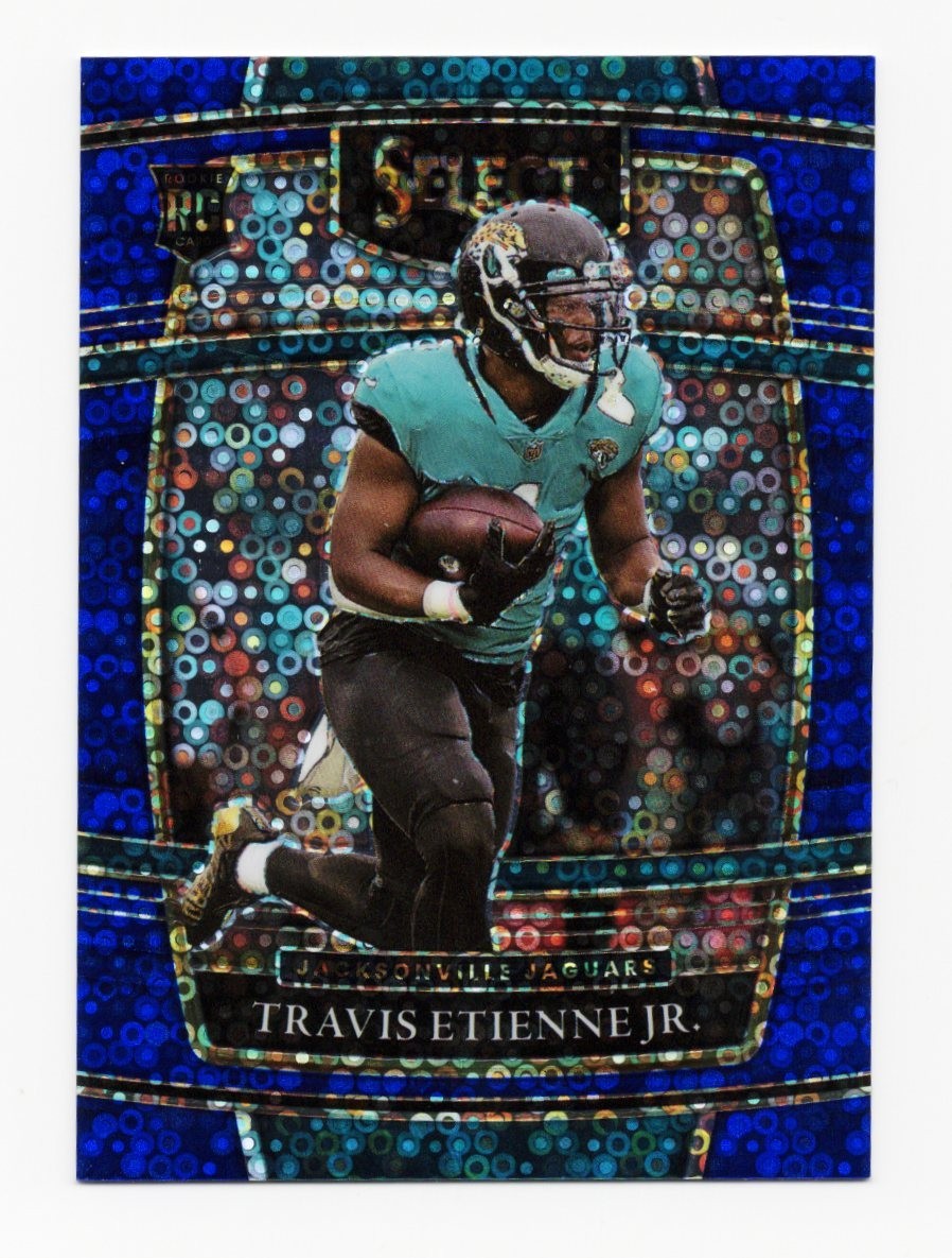 2021 Panini Select - Concourse Travis Etienne #54 Blue Disco Prizm /25 (RC)