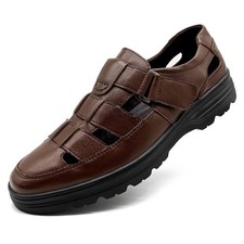 Mens Casual Closed Toe Leather Sandals Outdoor Fisherman Adjustable Summer Sh...