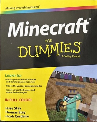 MINECRAFT FOR DUMMIES (2015) Like New   By J Stay, T Stay, and J Cordeiro