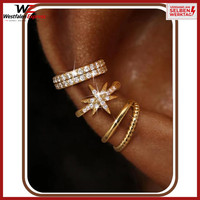 Ear Cuff 3 StüCk Gold Silber Fake Piercing Ohrclips Schmuck FüR Damen