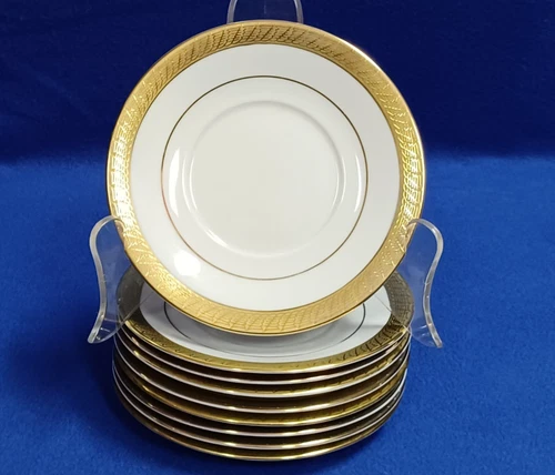 Centurion Collection Pure Gold 9414 Saucers 6 3/8" 24k Vintage Set of 9