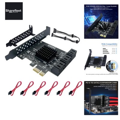 PCIE zu SATA Karte 6-Port 1X, PCIe SATA Gen 3 Erweiterungskarte Controller 6 ...