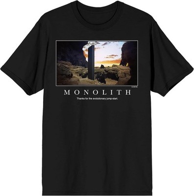 Bioworld 2001 A Space Odyssey Monolith Meme Crew Neck Short Sleeve Men's Black T
