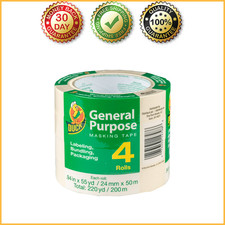 Duck Brand General Purpose Masking Tape, 0.94 in. x 55 yd., Beige, 4 Rolls