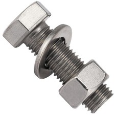 M10 Sechskantschrauben Edelstahl mit Sechskantmuttern und Unterlegscheiben A2