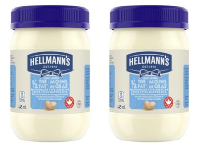Hellmann's Gluten-Free Mayonnaise Type Dressing Light 1/2 Fat 445 ml (2 Pack)