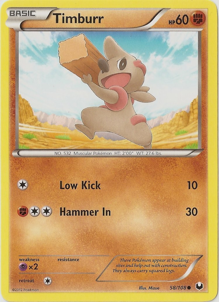 Timburr - 58/108 - Common LP, English Pokemon Dark Explorers