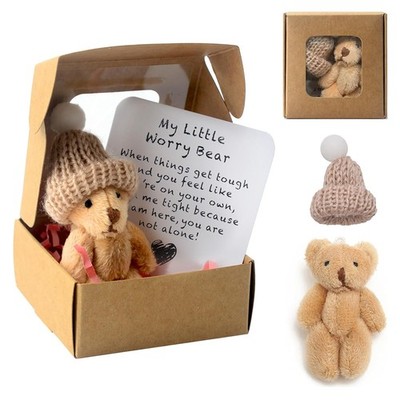 Pocket Hug Positive Mini Teddy Bear, Bear in a Box, Mini Plush Figures, Funny