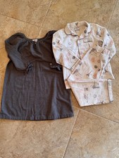 Petite Plume Girl's Size 7 LS Gray Nightgown and Paris Themed Pajamas