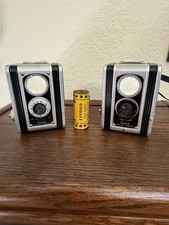 Kodak Duaflex Cameras w/ Kodet/Kodar Lens Vintage 1940s-50s Black Silver USA