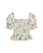 Polo Ralph Lauren Big Girls Floral Smocked Jersey Peplum Top - Aubree Floral, Sl