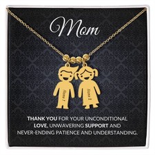 Engraved Kid Charm Mom Necklace, Personalized Children s Name Pendant, Custom Mo