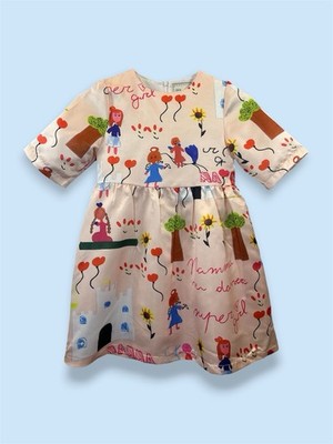Unique Hand-Drawn ''Super Girl'' Satin Girls Dress - Size 8T