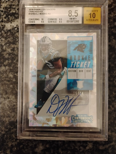 2018 dj moore rookie ticket cracked ice /24 bgs 8.5 auto 10 non psa prizm gold
