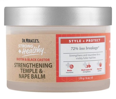 NEW Dr. Miracle's Strong & Healthy Biotin & Black Castor Temple & Nape Balm 6oz