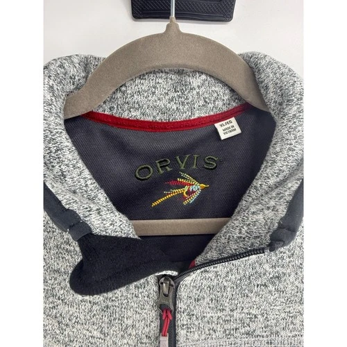Orvis Mens XL Gray Sweater Fleece Full Zip Vest Fishing Outdoor Layering image 3