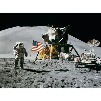 Mond Weltraum Apollo 15 Mission Flagge Foto großer Kunstdruck 18 x 24 Zoll