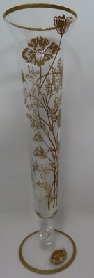 22K Silver City Glass Co Gold Overlay Crystal Footed Bud Vase 10 