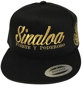SINALOA MEXICO HAT 2 LOGOS BLACK MESH SNAPBACK ADJUSTABLE NEW HAT