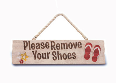 Hawaiian Wooden Wall Sign Remove Your Shoes Island Home Tiki Bar Decor Hawaii N