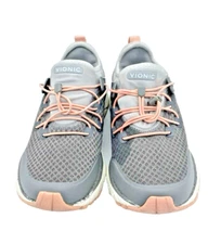 Vionic Women's London Sneakers Size 7 Bungee Arch Support Charcoal and Peach