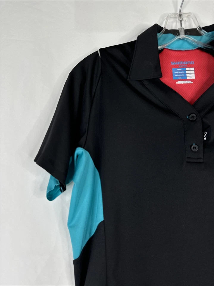 Женская велосипедная рубашка-поло Shimano размер XL с черными зелеными карманами на молнии - Изображение 4 из 4