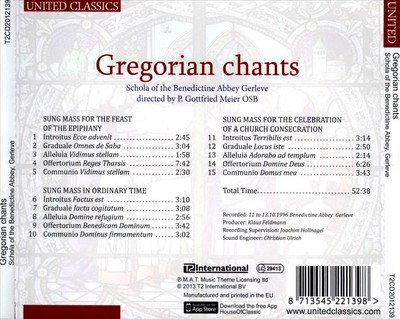 GREGORIAN CHANTS NEW CD