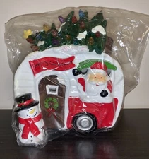 Retro Christmas Camper Decor Lighted Accent Santa Snowman Holiday Tree LED Resin