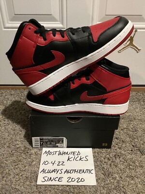 【2020年1月発売】NIKE AIR JORDAN 1 MID DS 2020 Nike Air Jordan 1 Mid Banned Bred Grade School Sz 7Y