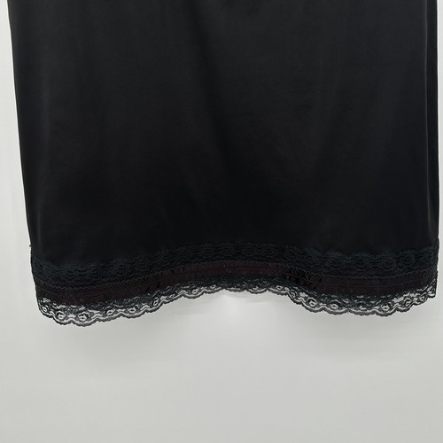 Vintage Black Midi Slip Dress 39" Bust L XL Silky Stretch Whimsigoth Witchy - Picture 6 of 8