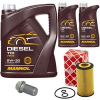 MotoröL Set Mannol 5W-30 7 Liter + ÖLfilter + Schraube FüR Mercedes E-Klasse GLK
