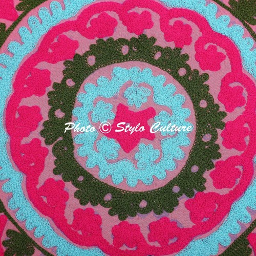 Indian Embroidered Pillow Cases Suzani Cushion Square 16" Pillow Cushion Cover - Picture 4 of 37