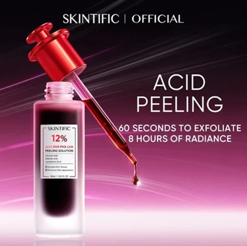 SKINTIFIC 12% AHA BHA PHA LHA Peeling Solution Serum 30ml - for Whitening
