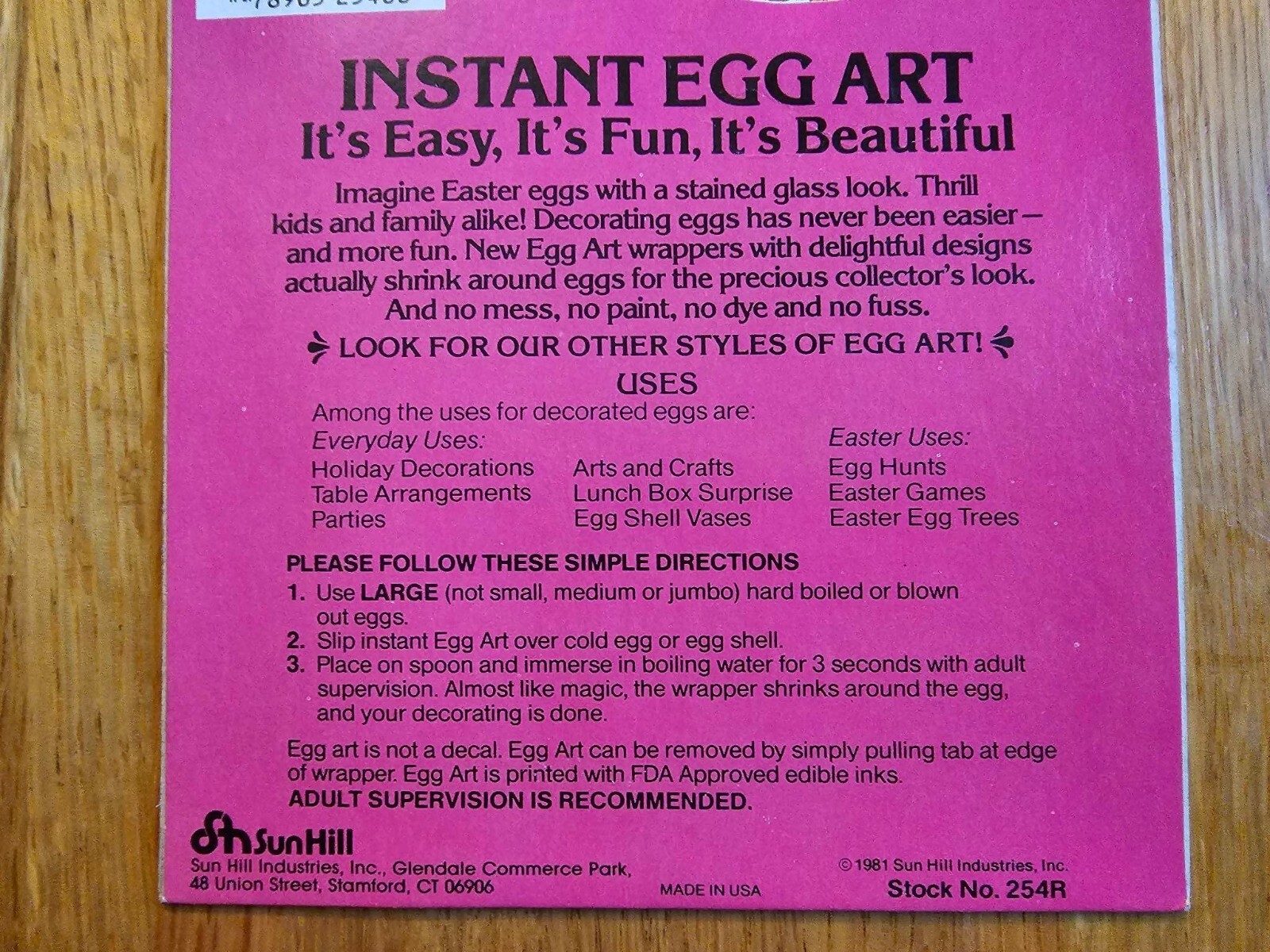 Vintage 1981 Instant Egg Art  By Sun Hill Bunny Cartoon Egg Wrappers For 12 Eggs