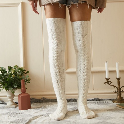 Women Warm Winter Knitted Socks Over Knee Long Thigh High Boot Girl's Stockings - Picture 9 of 29