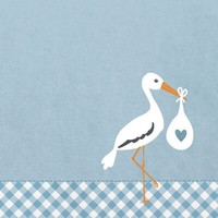 20 Servietten Love Stork Blue Storch Baby Geburt Taufe Blau Tischdeko 33X33Cm