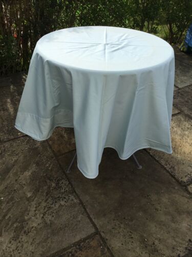 VINTAGE Pale Blue Circular/Round Cotton Tablecloth With Corded Edge - Handmade